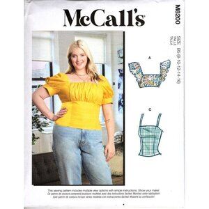 McCall's M8200 Misses 8 to 16 Peasant Tops and Halters Sewing Pattern New